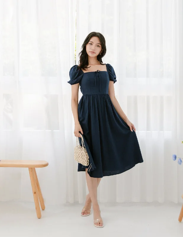 Ball Gown Women Dress with a Full Skirt for a Princess - like LookBall Gown Women Dress with a Full Skirt for a Princess - like LookKristy Lace Trimmed Midi Dress in Navy