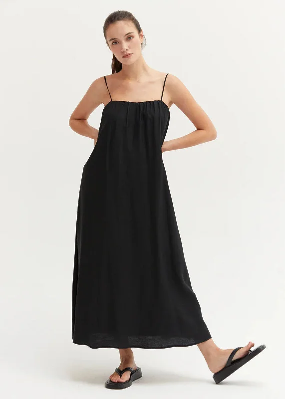 Strapless Women Dress with a Built - in Bra for Comfort and SupportStrapless Women Dress with a Built - in Bra for Comfort and SupportLana Bubble Midi Dress - Black