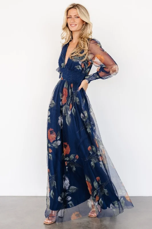 Little Black Women Dress with Sequins for a Glamorous Night OutLittle Black Women Dress with Sequins for a Glamorous Night OutLayla Tulle Maxi Dress | Navy Blue Floral