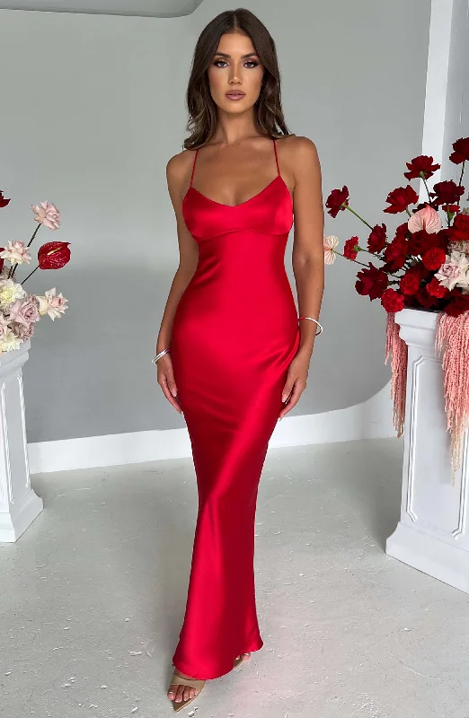 Ball Gown Women Dress with a Full Skirt for a Princess - like LookBall Gown Women Dress with a Full Skirt for a Princess - like LookMalika Maxi Dress - Red