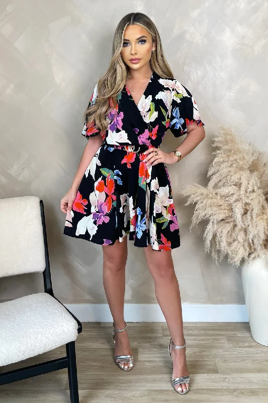 Sheath Women Dress with a Tailored Fit for a Professional LookSheath Women Dress with a Tailored Fit for a Professional LookMulti Floral Printed Wrap Over Belted Skater Dress