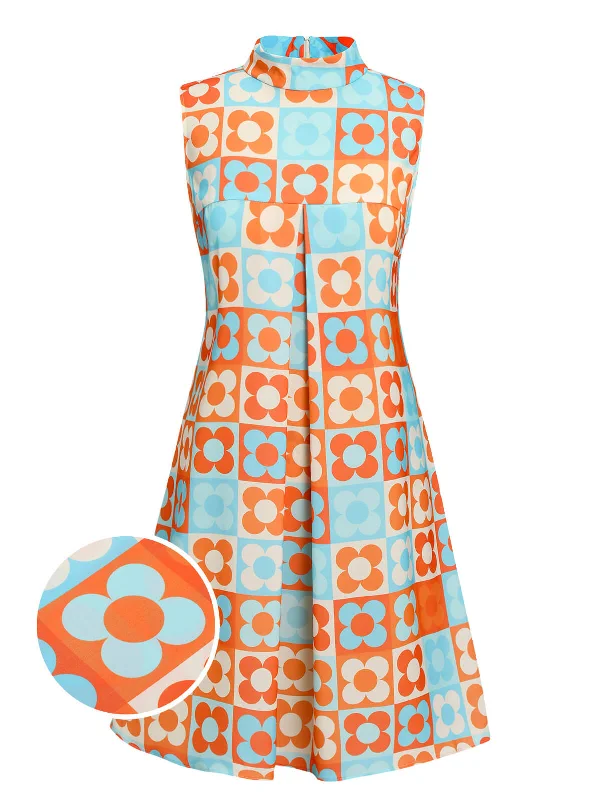 Sheath Women Dress with a Tailored Fit for a Professional LookSheath Women Dress with a Tailored Fit for a Professional LookOrange & Blue 1960s Floral Stand Collar Dress