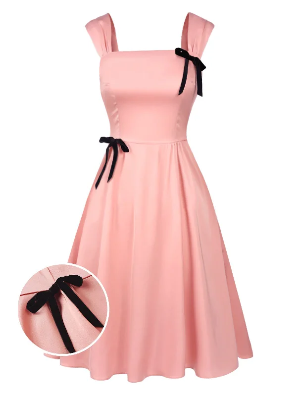 Mermaid - Style Women Dress with a Fitted Silhouette for Special OccasionsMermaid - Style Women Dress with a Fitted Silhouette for Special OccasionsLight Pink 1940s Solid Bow Dress