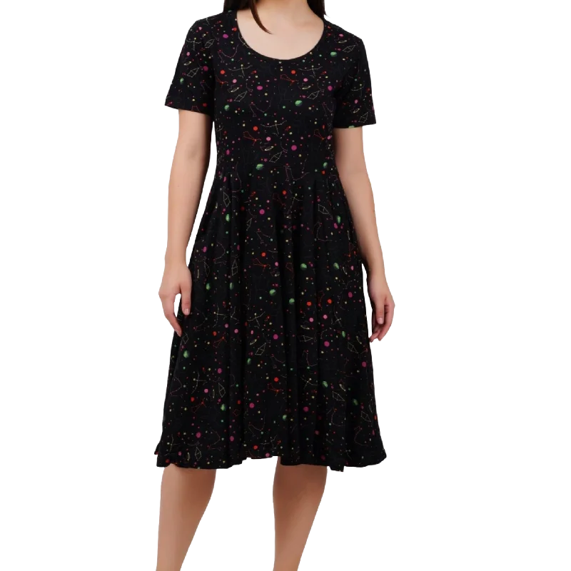 Shift Women Dress with a Simple and Classic Design for Everyday WearShift Women Dress with a Simple and Classic Design for Everyday WearRainbow Constellations Glow-in-the-Dark Full Twirl Dress