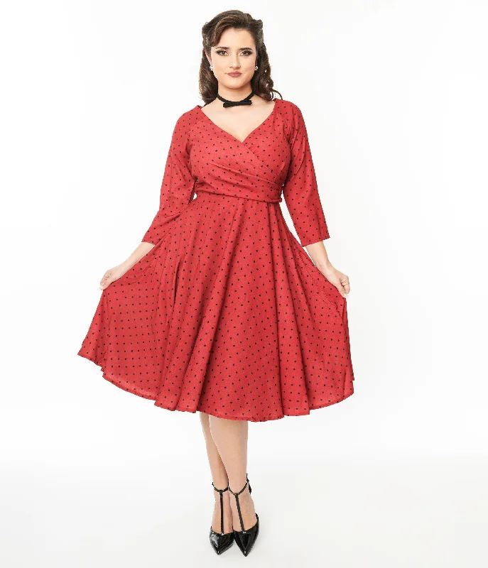 Empire Waist Women Dress to Accentuate the Bust and Conceal the WaistEmpire Waist Women Dress to Accentuate the Bust and Conceal the WaistRed & Black Polka Dot Genevieve Swing Dress