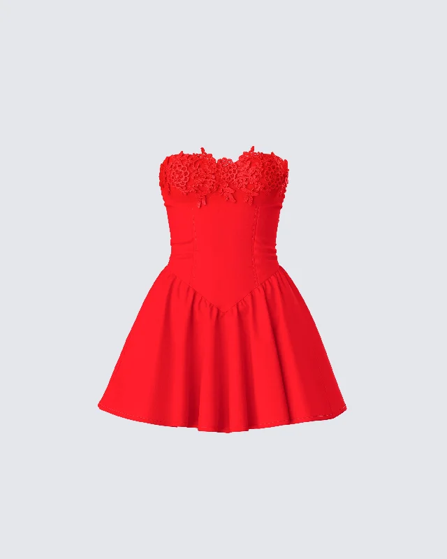 Shift Women Dress with a Simple and Classic Design for Everyday WearShift Women Dress with a Simple and Classic Design for Everyday WearSarai Red Lace Applique Mini Dress