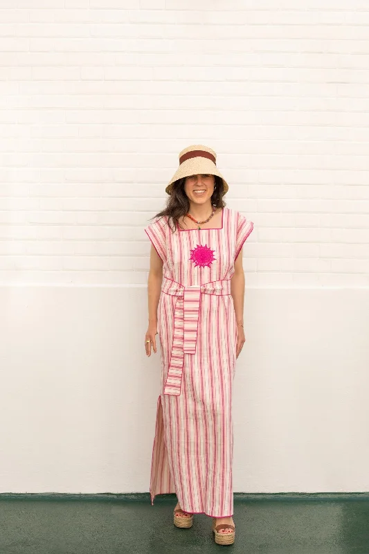 Mermaid - Style Women Dress with a Fitted Silhouette for Special OccasionsMermaid - Style Women Dress with a Fitted Silhouette for Special OccasionsTangier long Caftan - pink stripes