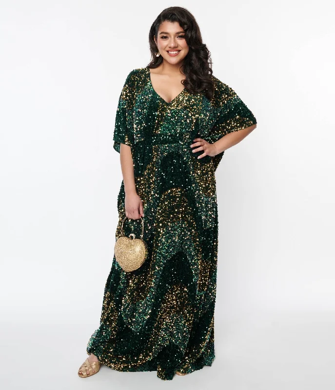 Mini Women Dress with a Short Hem for a Young and Trendy StyleMini Women Dress with a Short Hem for a Young and Trendy StyleUnique Vintage Emerald & Gold Sequin Burton Caftan Dress