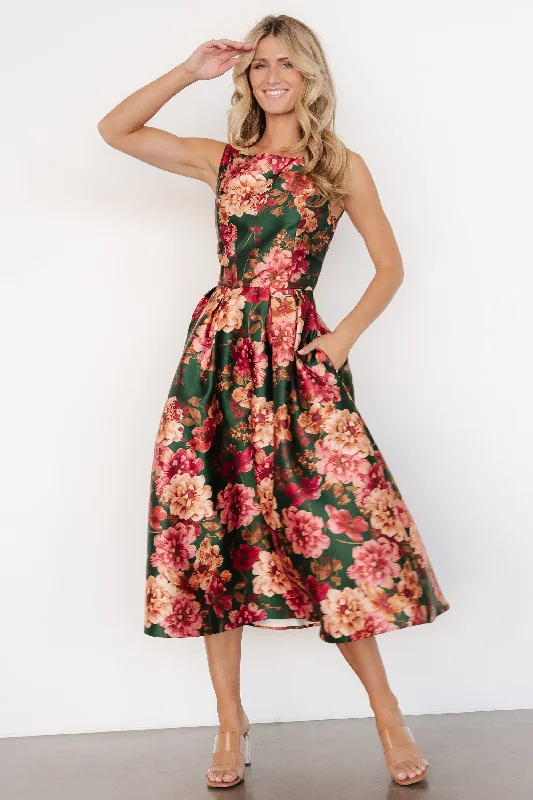 Mermaid - Style Women Dress with a Fitted Silhouette for Special OccasionsMermaid - Style Women Dress with a Fitted Silhouette for Special OccasionsWendy Sleeveless Dress | Emerald Multi Floral