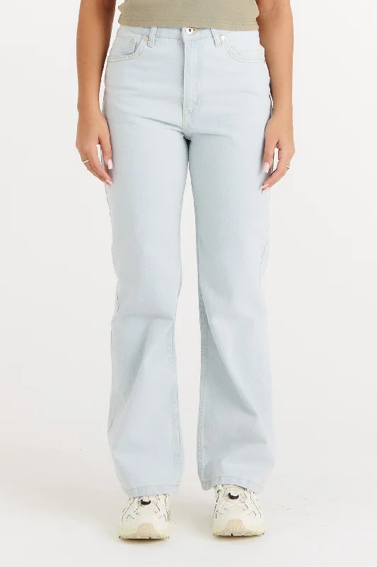 Embroidered women jeans with intricate patternsOrganic Dad Jean Stonewash