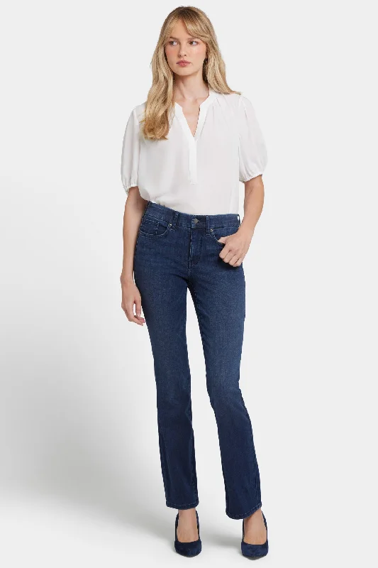 Embroidered women jeans with intricate patternsWaist-Match™ Marilyn Straight Jeans In Long Inseam - Basin