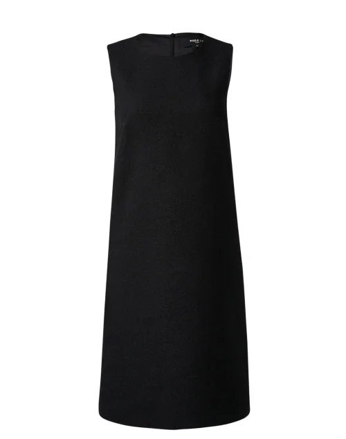 Pleated Women Dress with a Timeless and Elegant TextureBlack Cotton Crepe Dress