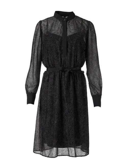 Long - Sleeve Women Dress in Velvet for a Luxurious Winter LookBlack Sheer Dot Dress