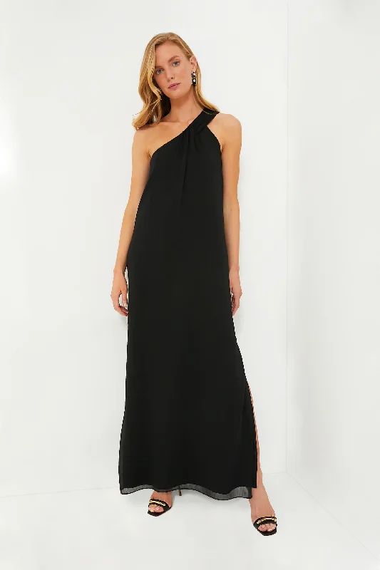 Plus Size Women Dress with a Flattering A - Line Cut for Comfort and StyleBlack Soleil Gown