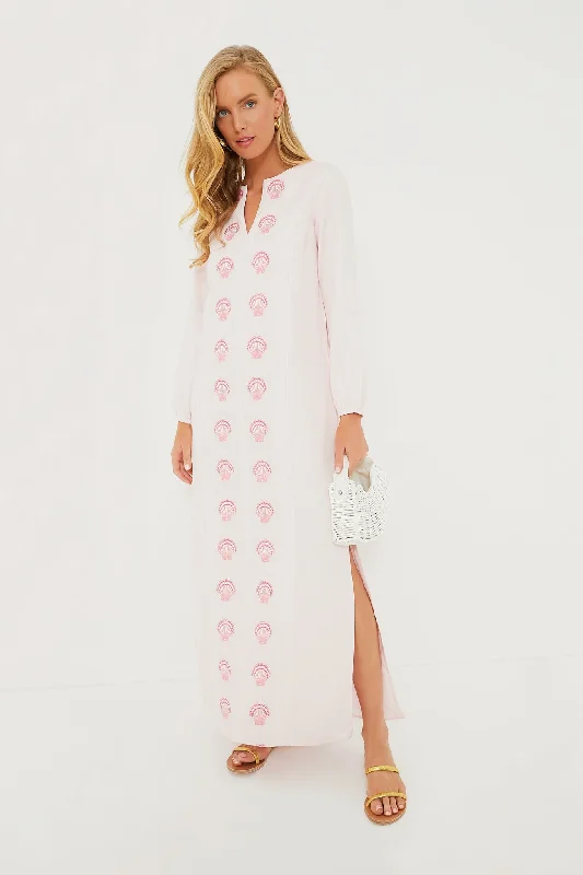 Backless Women Dress for a Sexy and Alluring Look at Evening EventsBlush Embroidered Caftan