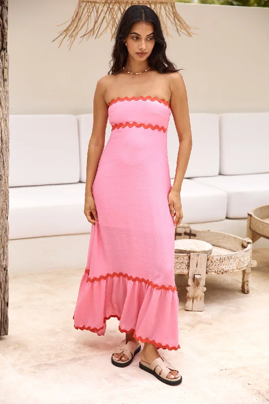 Shift Women Dress with a Simple and Classic Design for Everyday WearCherry On Top Maxi Dress Pink