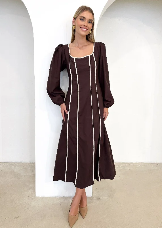 Sheath Women Dress with a Tailored Fit for a Professional LookCianna Maxi Dress - Chocolate