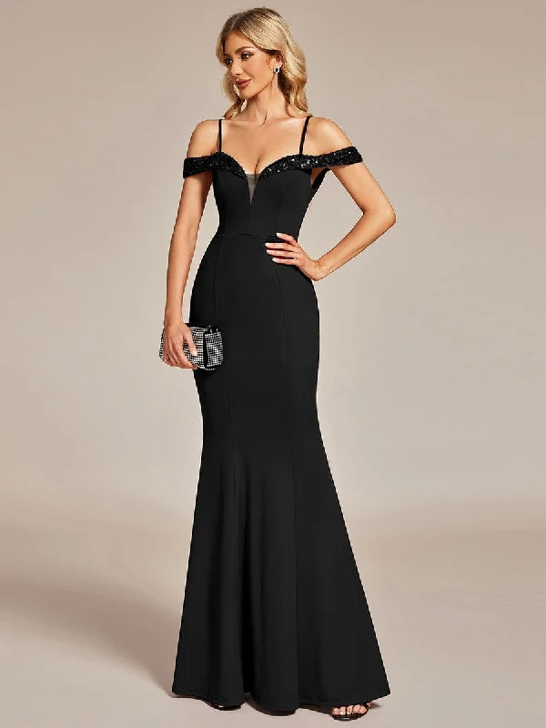 Ruffled Women Dress with Multiple Layers for a Playful and Girly StyleElegant Sequin Sleeve Evening Dress with Spaghetti Straps