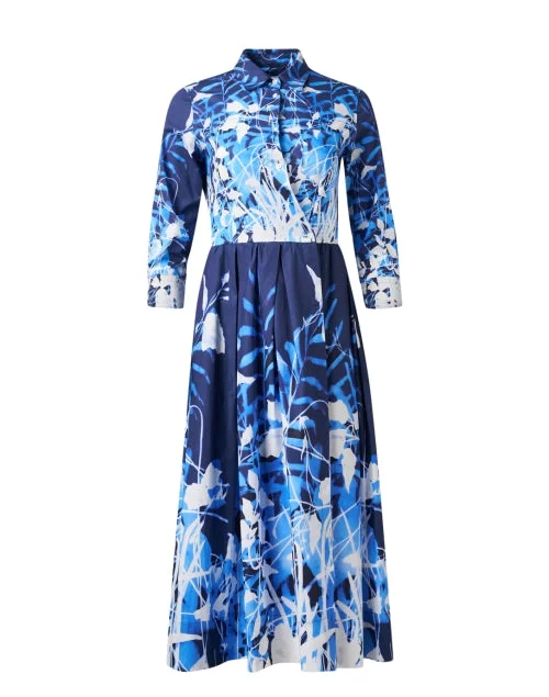 Off - the - Shoulder Women Dress for a Romantic and Feminine LookElenat Blue Print Cotton Dress