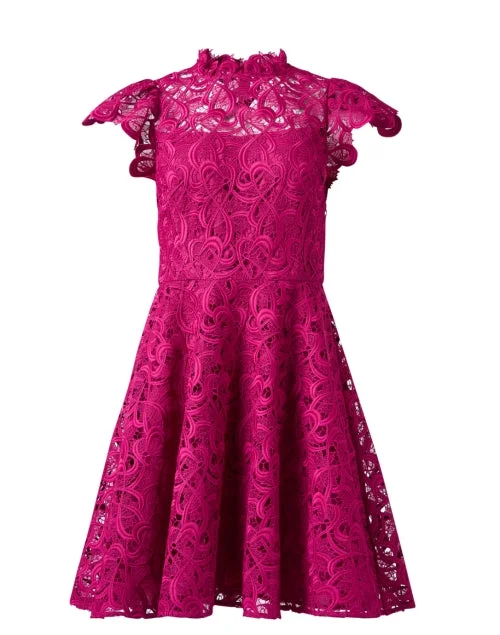 Mini Women Dress with a Short Hem for a Young and Trendy StyleEverlie Magenta Lace Dress