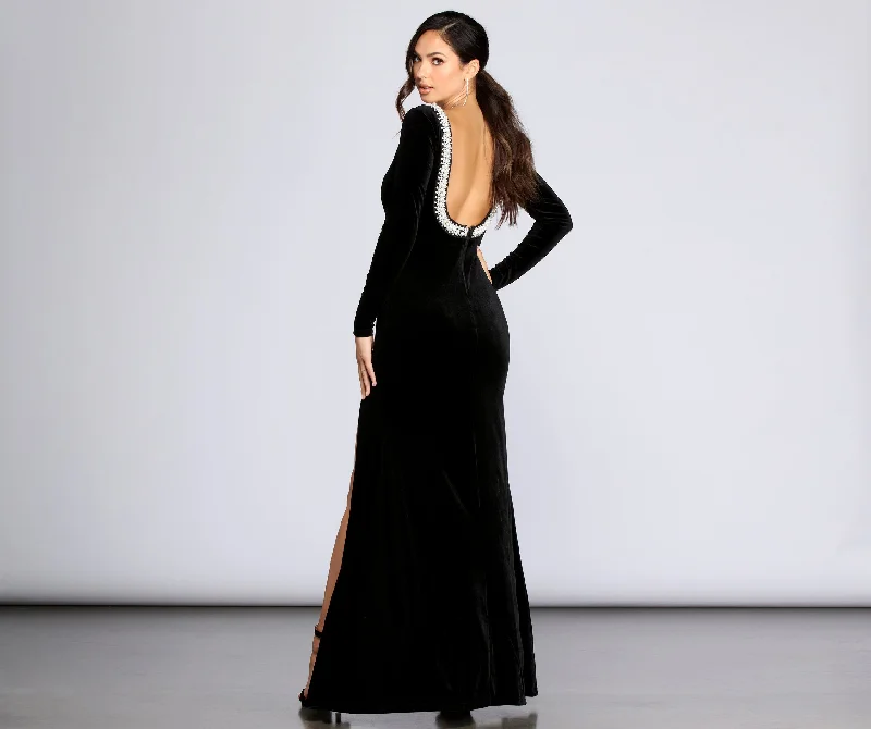 Wrap - Style Women Dress with Adjustable Fit for All Body TypesEverly Formal Velvet And Pearl Dress