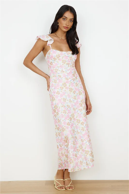 Pleated Women Dress with a Timeless and Elegant TextureFall Into Place Maxi Dress Pink