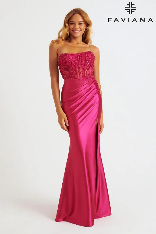 Empire Waist Women Dress to Accentuate the Bust and Conceal the WaistFaviana Ruched Illusion Corset Prom Dress 11246