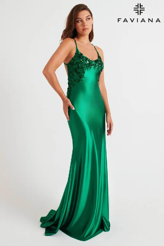 Ruffled Women Dress with Multiple Layers for a Playful and Girly StyleFaviana Tight Satin Open Back Prom Dress 11247