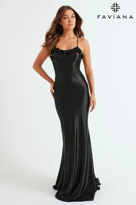 Off - the - Shoulder Women Dress for a Romantic and Feminine LookFaviana Tight Satin Lace-up Back Prom Dress 11249