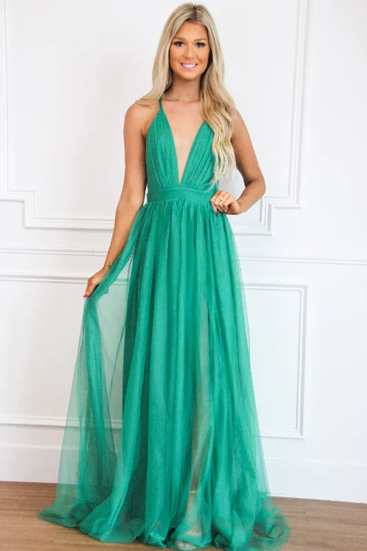 Sheath Women Dress with a Tailored Fit for a Professional LookForever Love Maxi Dress: Green