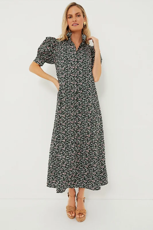 Empire Waist Women Dress to Accentuate the Bust and Conceal the WaistGreen Floral Ruffle Collar Louisa Maxi Dress