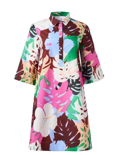 Mermaid - Style Women Dress with a Fitted Silhouette for Special OccasionsJackalyn Multi Tropical Print Shirt Dress