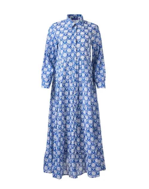 Ball Gown Women Dress with a Full Skirt for a Princess - like LookJinette Blue Floral Print Maxi Dress