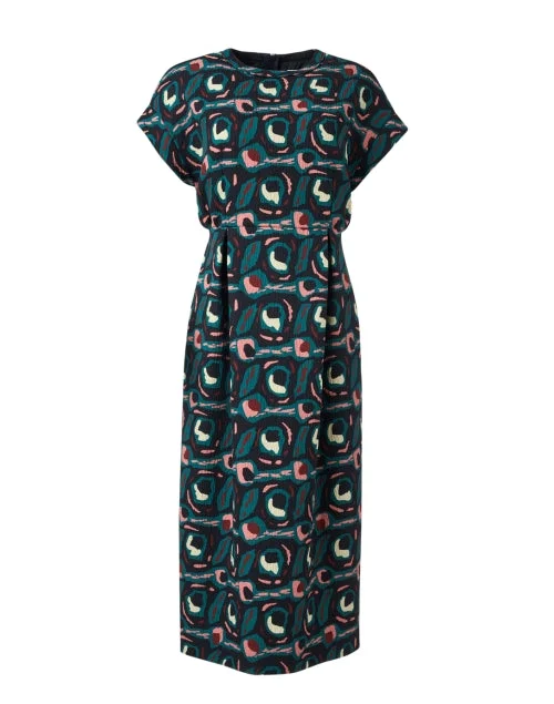 Printed Abstract Women Dress for a Modern and Artistic AppealLake Green Geometric Print Dress