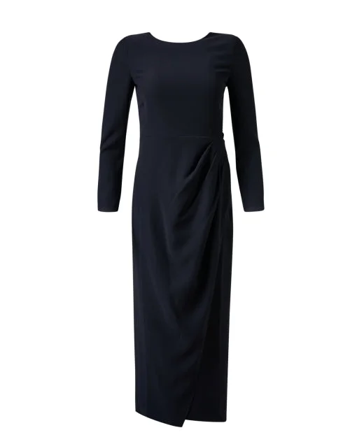 Empire Waist Women Dress to Accentuate the Bust and Conceal the WaistNavy Draped Dress