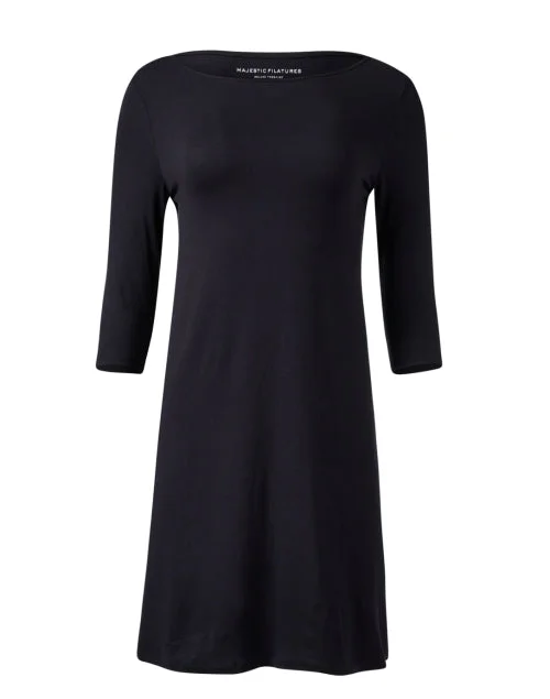 Ruffled Women Dress with Multiple Layers for a Playful and Girly StyleNavy Soft Touch Boatneck Dress