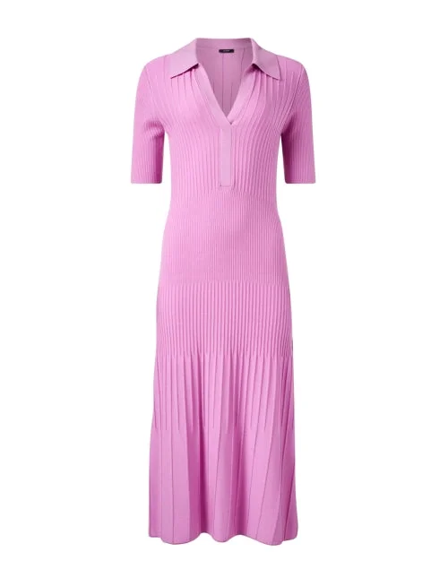 Plus Size Women Dress with a Flattering A - Line Cut for Comfort and StylePink Wool Knit Dress