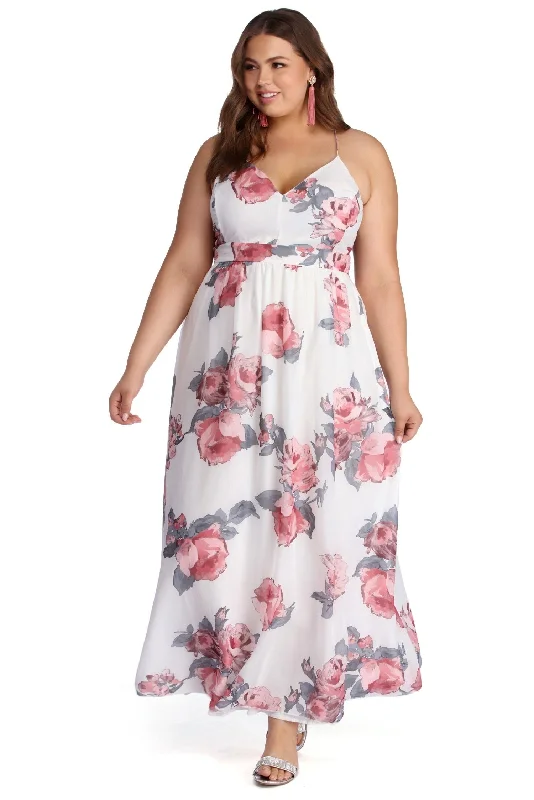 Strapless Women Dress with a Built - in Bra for Comfort and SupportPlus Chiffon Beauty Maxi Dress