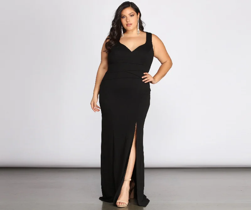 Wrap - Style Women Dress with Adjustable Fit for All Body TypesPlus Kaitlyn Formal High Slit Dress