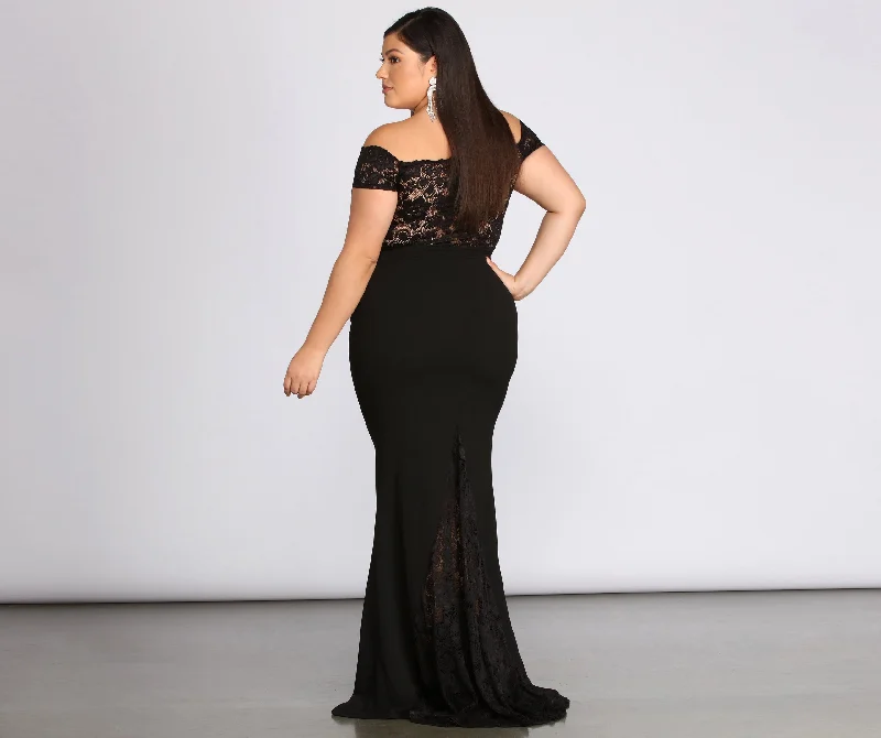 Little Black Women Dress with Sequins for a Glamorous Night OutPlus Layla Formal Lace Dress