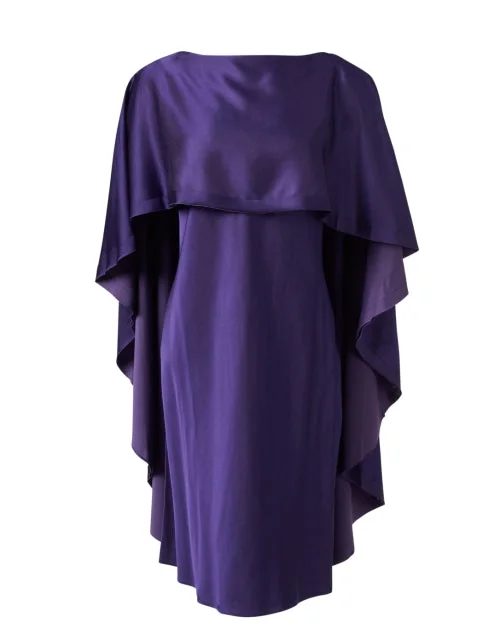 Printed Abstract Women Dress for a Modern and Artistic AppealPurple Crepe Cape Sheath Dress