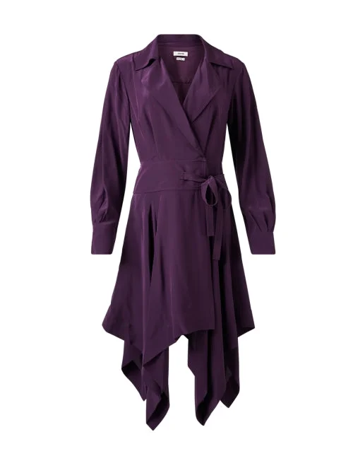 Mermaid - Style Women Dress with a Fitted Silhouette for Special OccasionsPurple Silk Shirt Dress