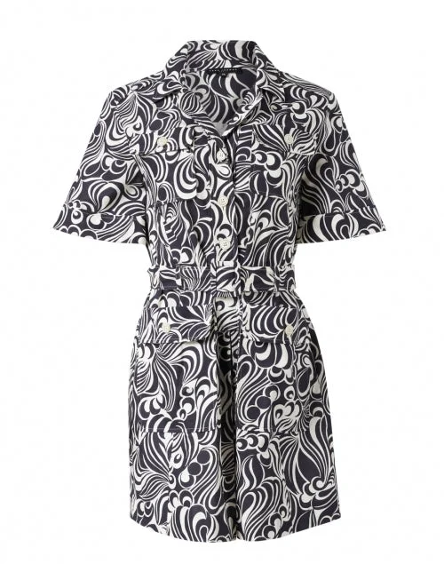 Pleated Women Dress with a Timeless and Elegant TextureRyfen Black and Ivory Groovy Printed Shirt Dress