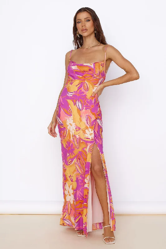 Halter Neck Women Dress to Show Off the Shoulders and NecklineTropical Sunrise Maxi Dress Multi