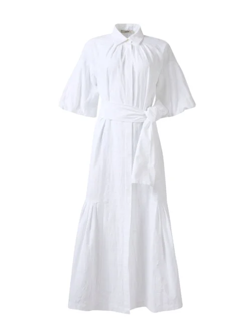 Ball Gown Women Dress with a Full Skirt for a Princess - like LookWhite Cotton Linen Shirt Dress