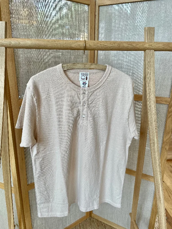 Crew Neck Women T Shirt with a Timeless Design16oz Japanese Organic Cotton Henley Hand-Dyed in Chestnut - Light Kuri