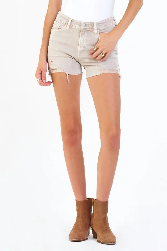 Jeanette Women Shorts with a Soft and Comfortable FeelGigi High Rise Denim Shorts In Sesame