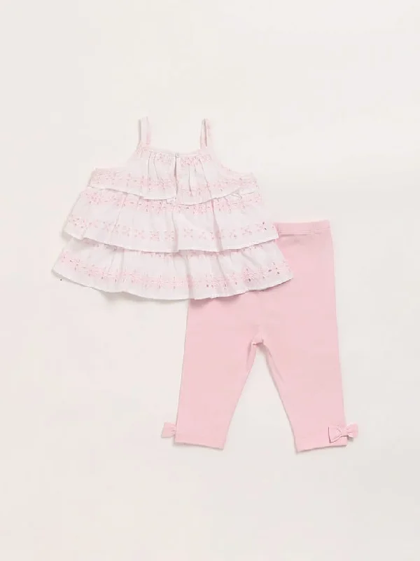 Patterned Geometric Women Shorts for a Modern AppealHOP Baby Pink Top & Leggings Set