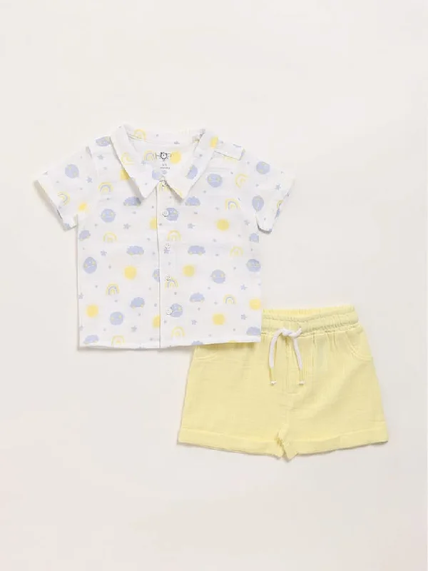 Elastic Waist Women Shorts for Easy Wear and ComfortHOP Baby Yellow Shirt & Shorts Set