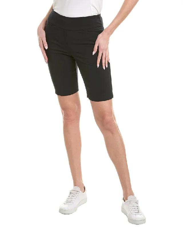 Solid Color Women Shorts in Bright Hues for a Bold StatementIBKUL Stain Resistant Solid Short